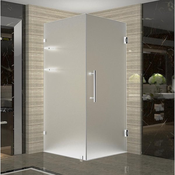 Aston Aquadica GS 34 in. x 34 in. x 72 in. Frameless Square Shower Enclosure with Frosted Glass and Shelves in Chrome