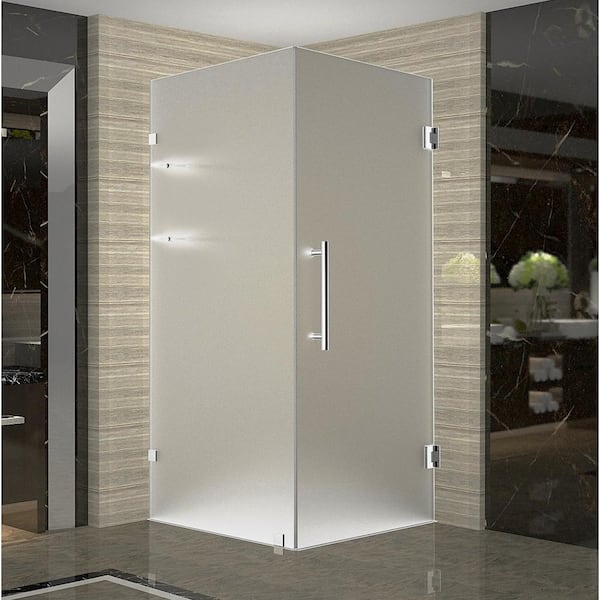 Aston Aquadica GS 36 in. x 36 in. x 72 in. Frameless Hinged Square Shower Enclosure with Frosted Glass and Shelves in Chrome