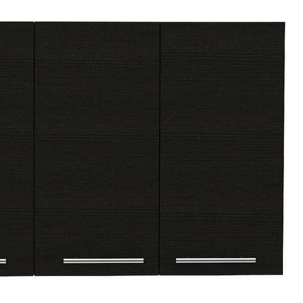 47.2 in. W x 13.1 in. D x 23.6 in. H Black Wood Ready to Assemble Wall Kitchen Cabinet with Shelves and 4-Doors