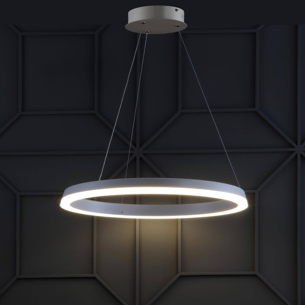 Baxter 72" Adjustable Matte White Aluminum LED Hoop Pendant Light