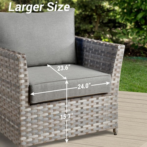 XIZZI Rose 9-Pieces Wicker Patio Conversation Seating Sofa Set