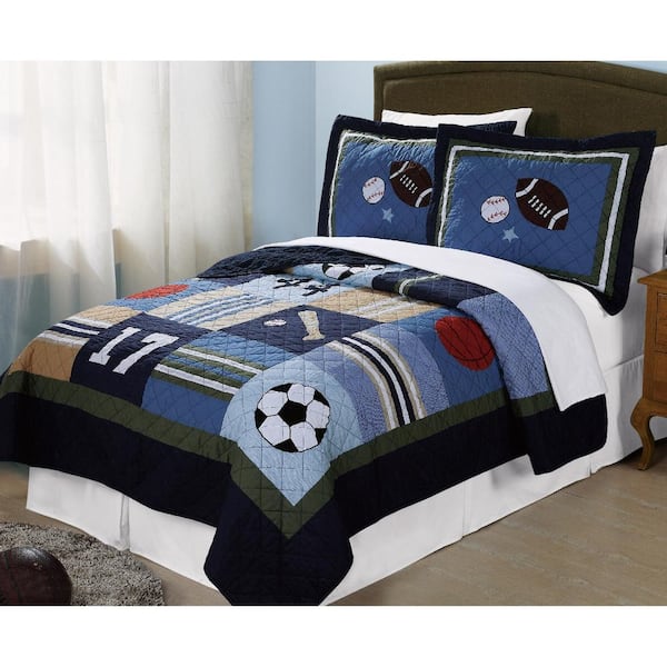 My World All State 2-Piece Blue Sports Twin Quilt Set