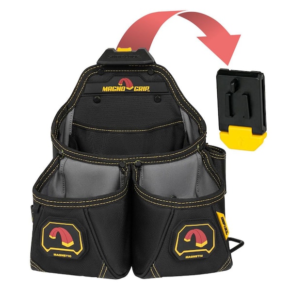 Snap Lock Framer Tool Pouch with Magnetic Storage, Hammer Loop, Tape Measure Clip and T-Chain Electrical Tape Holder