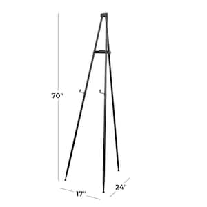 70 in. Black Metal Extra Large Free Standing Adjustable Display Stand 3 Tier Easel with Foldable Stand