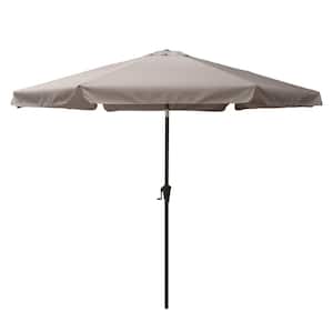 10 ft. Steel Market Crank Open Patio Umbrella in Sand Grey