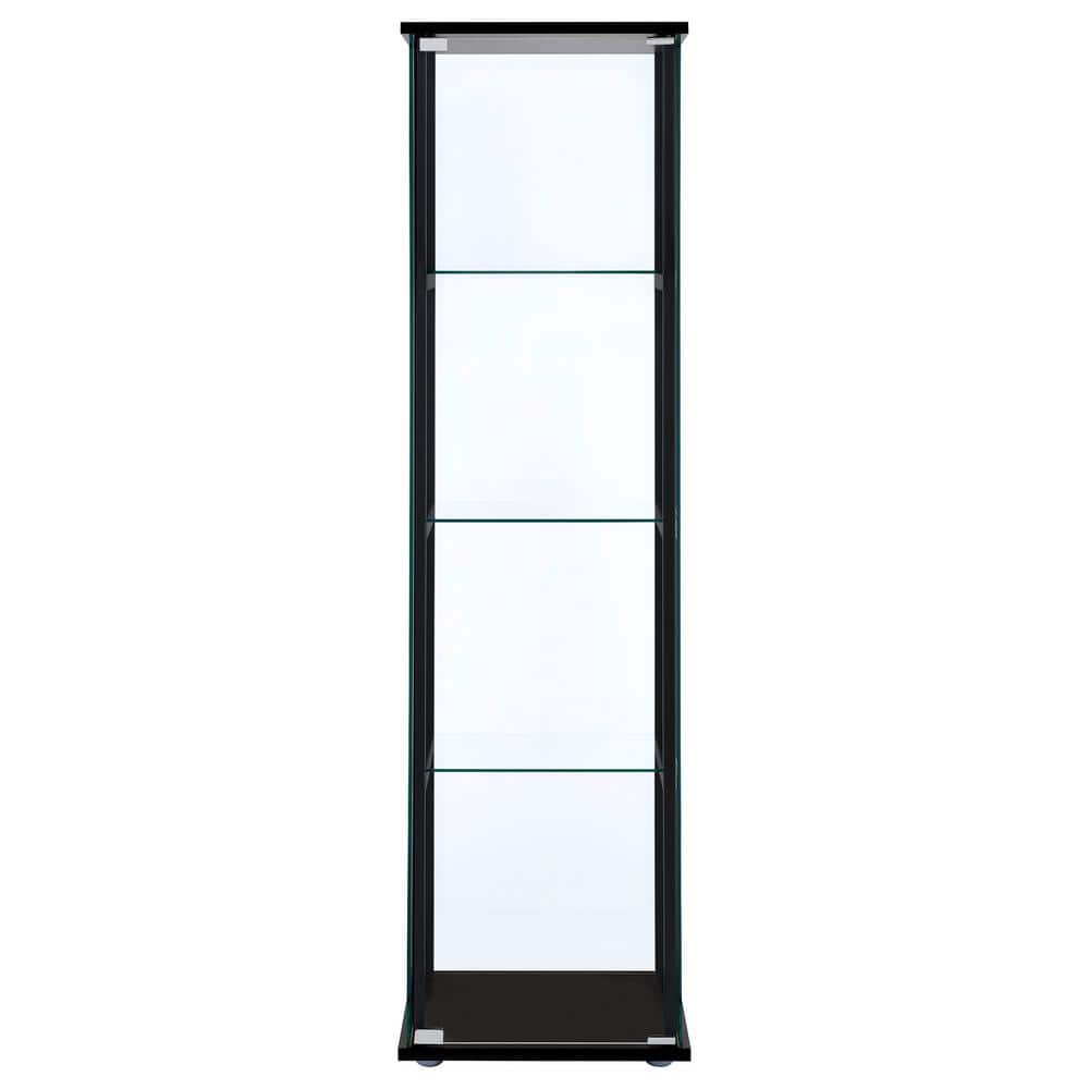 Black Wood and Glass 4-Shelf Curio Cabinet