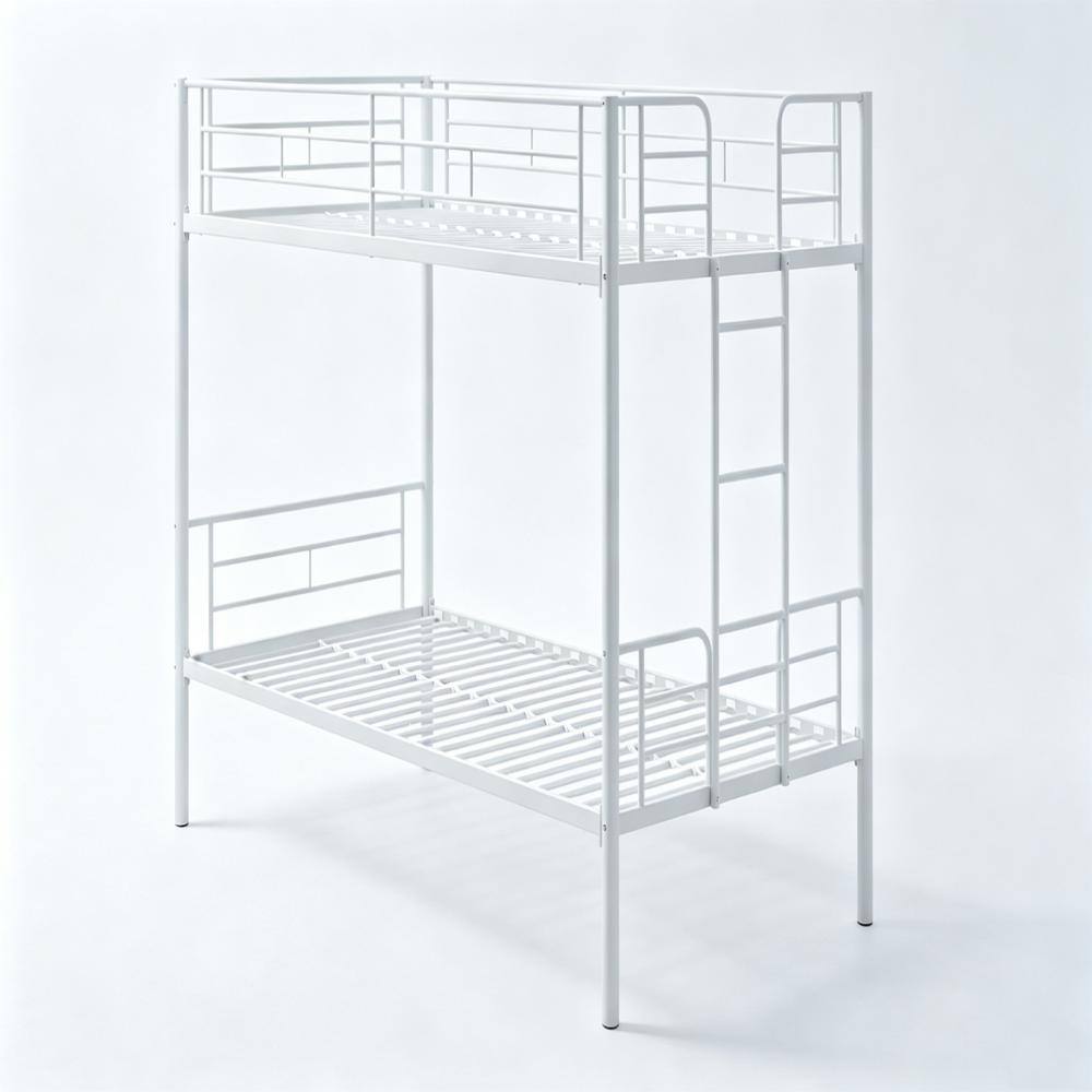 White Twin Over Twin Metal Bunk Bed Convertible 2 Separate Size Beds with Ladder, No Box Spring Needed price history on PriceWatchPro