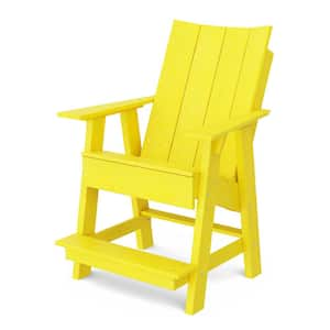 Contemporary Lemon Yellow Plastic Outdoor High Adirondack Chair