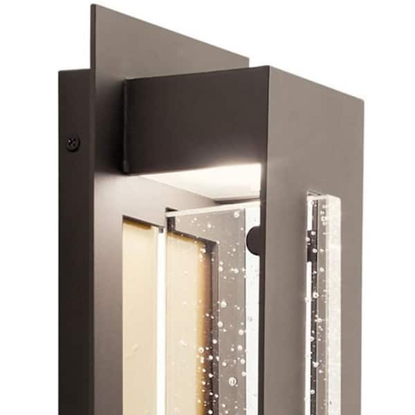 River Path 17.5 in. 1-Light Olde Bronze Outdoor Hardwired Wall Lantern Sconce with Integrated LED (1-Pack)