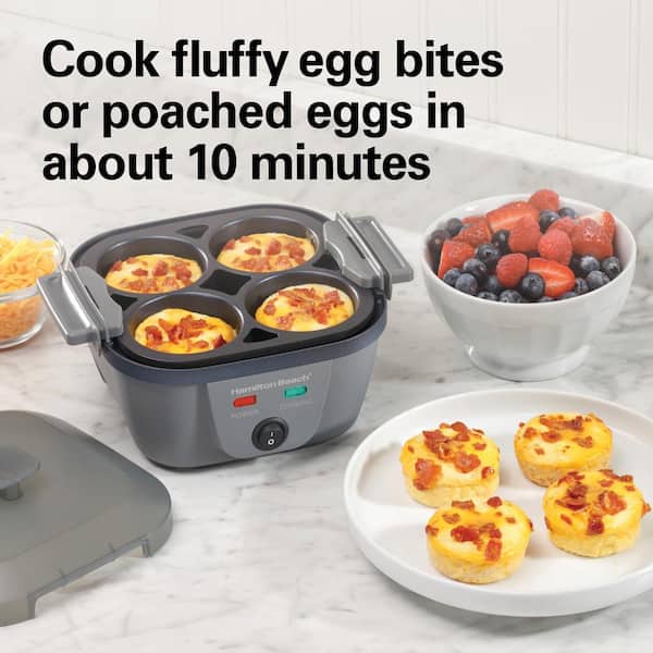 Hamilton Beach Sous Vide Style Electric Egg Bite Maker & Poacher with Removable Nonstick Tray, Makes 2 in Under 10 Minutes, Yellow (25505)