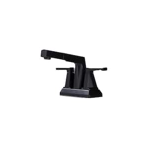 Modern Vanity 4 in. Centerset Double Handle Low Arc Bathroom Faucet Combo Kit and Pull Out Sprayer in Black