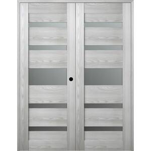 Vona- 07-05 36 in. x 80 in. Left Hand Active 5-Lite Frosted Glass Ribeira Ash Wood Composite Double Prehung French Door