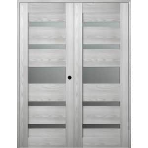 Vona- 07-05 36 in. x 80 in. Left Hand Active 5-Lite Frosted Glass Ribeira Ash Wood Composite Double Prehung French Door