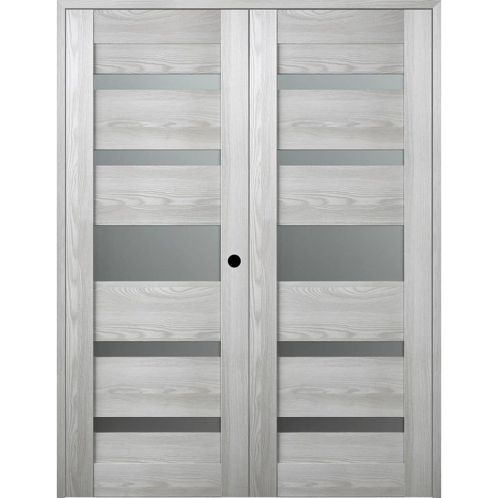 Vona- 07-05 72 in. x 80 in. Left Hand Active 5-Lite Frosted Glass Ribeira Ash Wood Composite Double Prehung French Door price history on PriceWatchPro