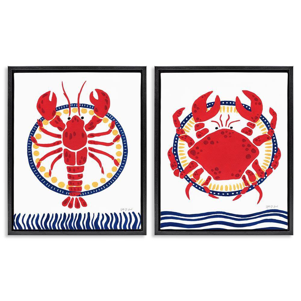 Coastal Lobster and Crab by Yvette St. Amant 2-Pieces Black Floater Frame Animal Graphic Art Print 31 in. x 25 in. price history on PriceWatchPro