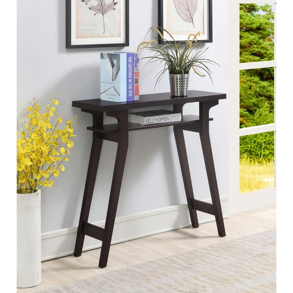 Espresso Newport Lynda 36" Wood Console Table with Storage