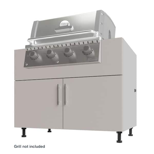 Miami Shoreline Gray Matte 42 in. x 34.5 in. x 27 in. Flat Panel Stock Base Kitchen Cabinet Grill 2 Door
