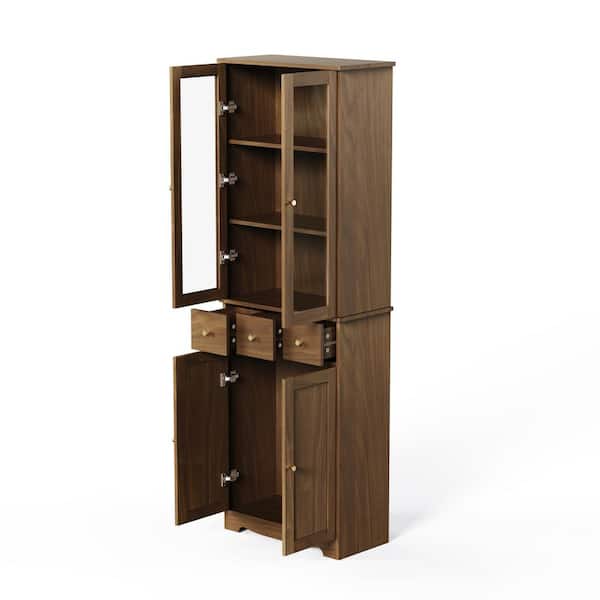 Unbranded 23.6 in. W x 11.8 in. D x 70 in. H Bathroom Brown Linen Cabinet