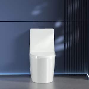 1-Piece 1.1 GPF/1.6 GPF High Efficiency Dual Flush Elongated Toilet in White with Slow-Close Seat