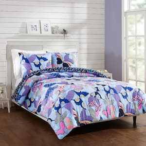 Giant Atlas Butterflies 3-Piece Blue Cotton Full/Queen Comforter Set