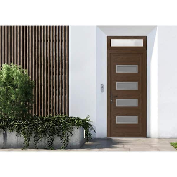 VDOMDOORS 36 in. x 94 in. Right-hand/Inswing Mirrored Glass Walnut