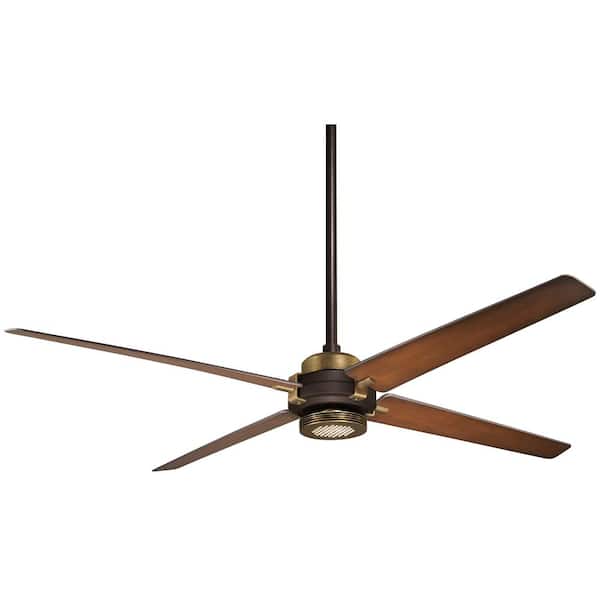 MINKA-AIRE Spectre 60 in. Integrated LED Indoor Oil Rubbed Bronze with Antique Brass Ceiling Fan with Light with Remote Control