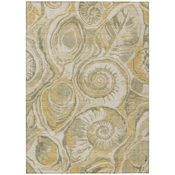 Chantille Machine Washable Indoor/Outdoor Abstract ACN3019 Gold 10 ft. x 14 ft. Area Rug