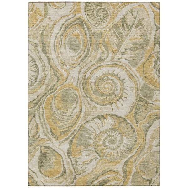 Chantille Machine Washable Indoor/Outdoor Abstract ACN3019 Gold 9 ft. x 12 ft. Area Rug