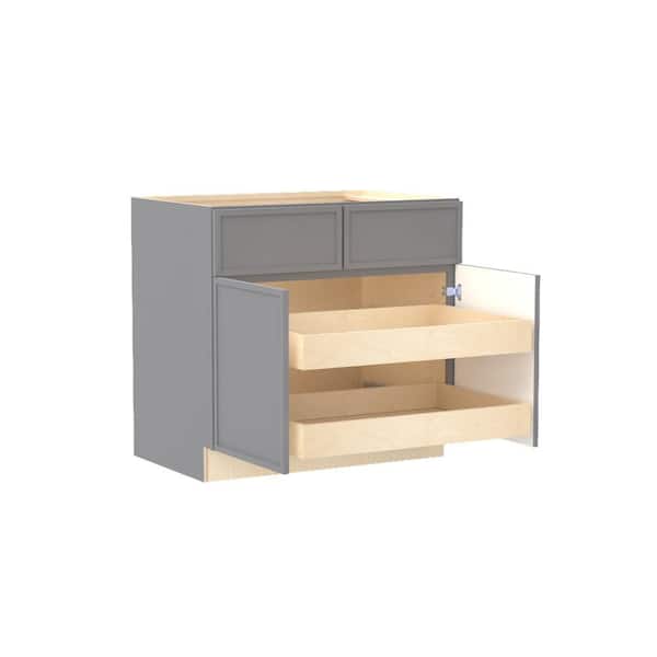 Franklin 33 in. W x 24 in. D x 34.5 in. H Assembled Plywood Base Kitchen Cabinet in Veiled Gray with 2ROT Soft Close