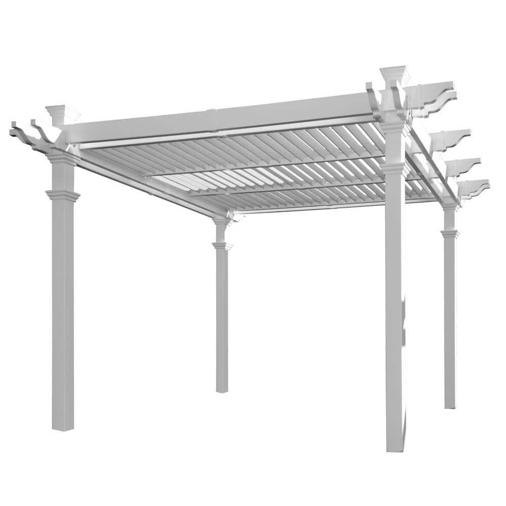 VITA Avalon 10 ft. x 10 ft. White Vinyl Louvered Pergola VA42062 - The ...