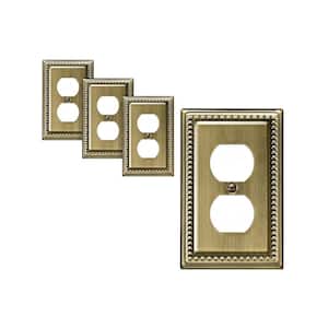 1-Gang Antique Brass Duplex Outlet Metal Wall Plates (4-Pack)