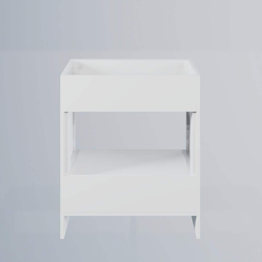 Soft White Modern Bathroom Vanity with Brushed Nickel Handles