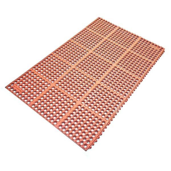 K-Series Terra Cotta 36 in. x 60 in. x 7/10 in. Drain-Thru Grease-Proof Rubber Kitchen Mat