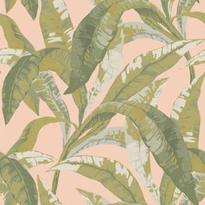 Pink Banana Leaf Vinyl Peel and Stick Removable Wallpaper, (Covers 28 sq. ft.)