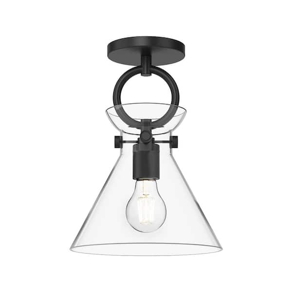 ALORA MOOD Emerson 9 in. 1 Light 60-Watt Matte Black/Clear Glass Semi-Flush Mount
