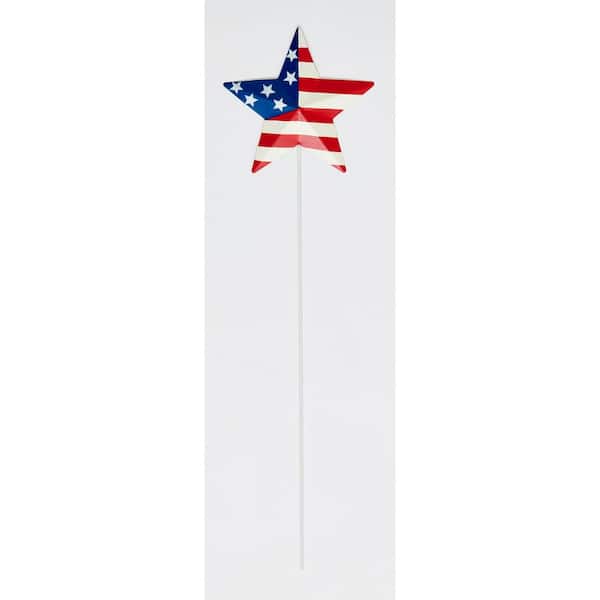 6 in Americana July 4th Red, White and Blue Star on 18 in Metal Stick Pick, Set of 6