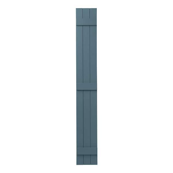 Ply Gem 11 in. x 81 in. Polypropylene Plastic 3-Board Closed Board and Batten Shutters Pair in Coastal Blue