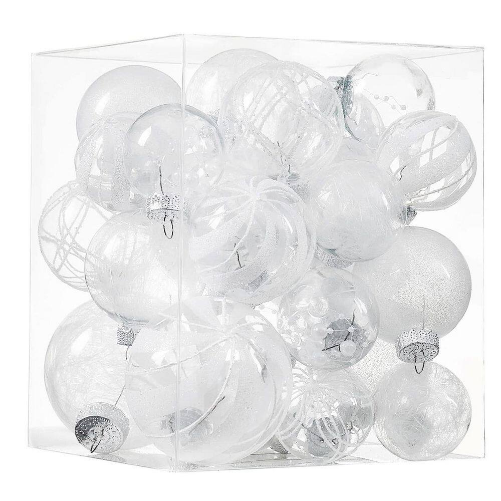 24-Pack Clear Shatterproof Christmas Ball Ornaments White Plastic Baubles with Glitter Fill for Tree and Home Decor price history on PriceWatchPro