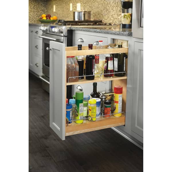 4.5 in. W x 21 in. D Wood Pull Out Organizer Rack for Narrow Cabinet