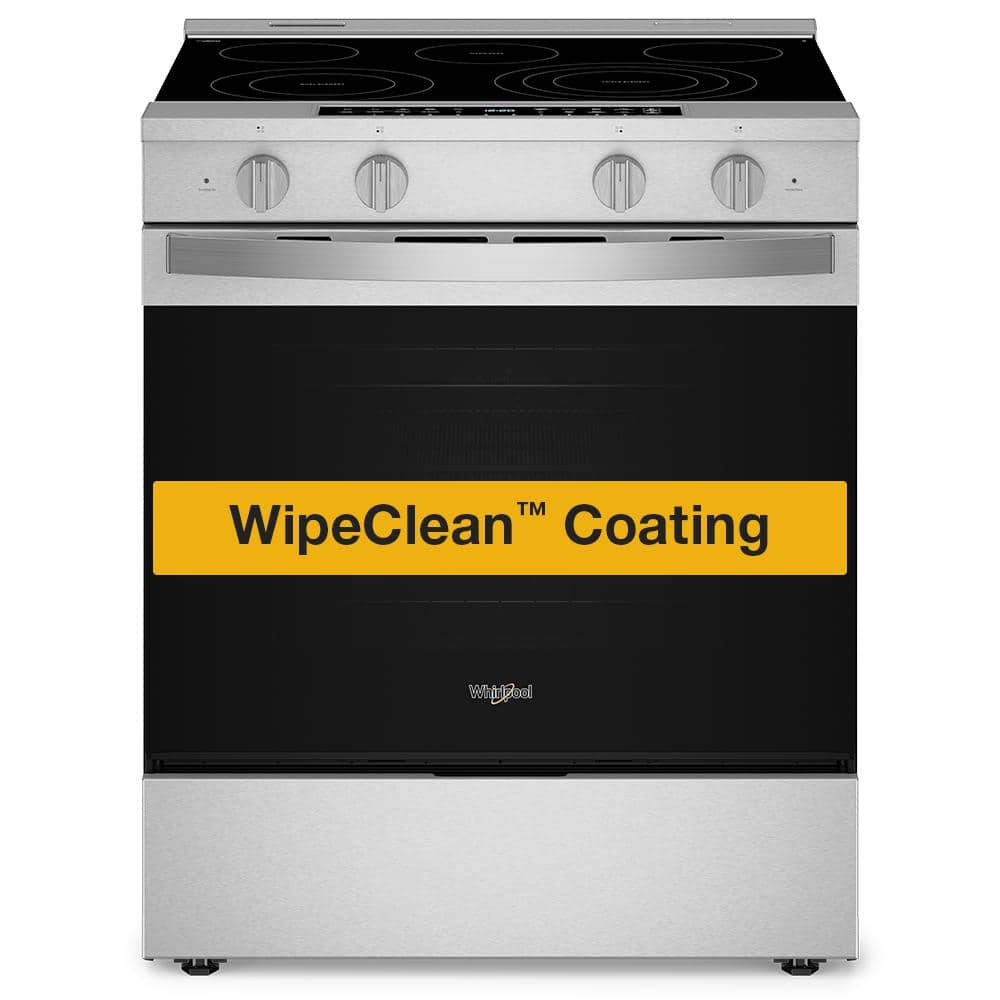 Whirlpool 30 in. 5-Burners Smart Slide-In Electric Range in Fingerprint Resistant Stainless Steel with No Preheat Air Fry