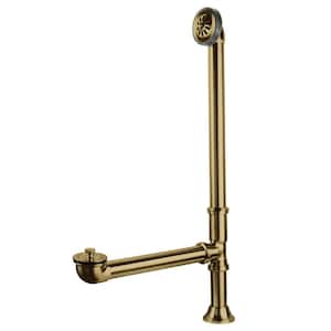Vintage Clawfoot Tub Waste and Overflow Drain, Polished Brass