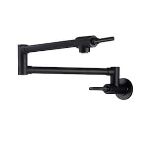 Contemporary 2-Handle Wall Mounted Pot Filler in Matte Black