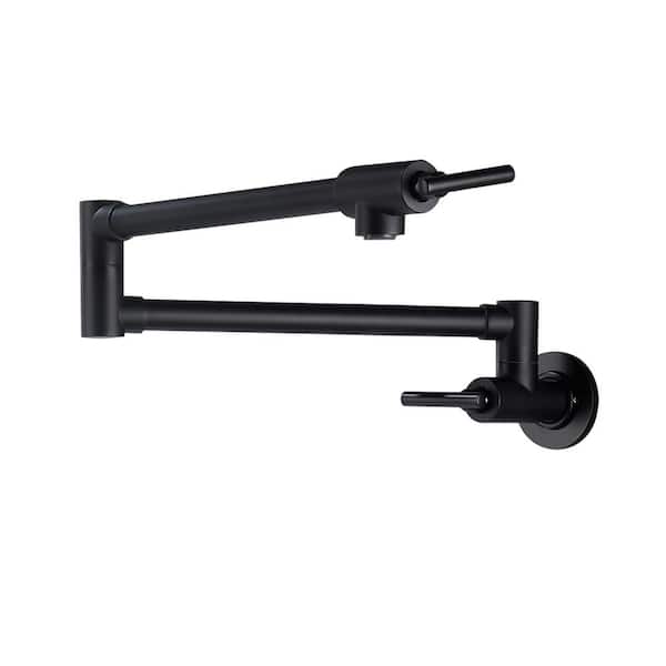 YASINU Contemporary 2-Handle Wall Mounted Pot Filler in Matte Black