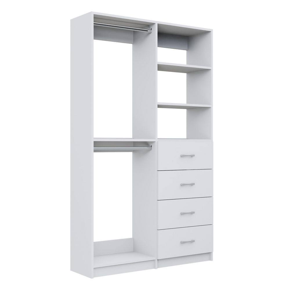 Alto 59.25 in. W White Double Hang and 4-Drawer Tower 10-Shelf Wood Closet System price history on PriceWatchPro