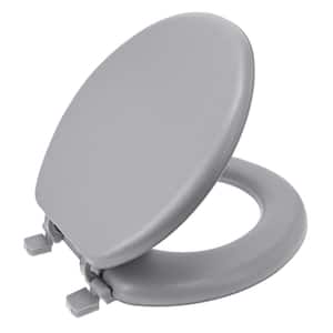 Round Soft Cushion Closed Front Toilet Seat in Gray