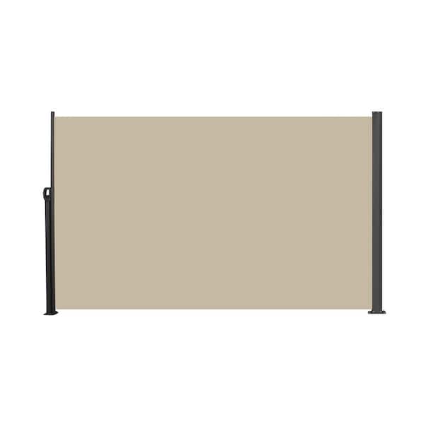 10 ft. x 6 ft. Polyester Outdoor Privacy Screen Retractable Side Awning with UV Resistant and Waterproof in Beige