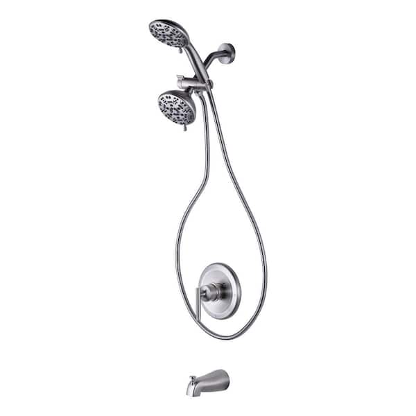 IVIGA Single Handle 7-Spray Shower Faucet 1.8 GPM Double Shower Heads and Tub with High Pressure in. Nickel (Valve Included)
