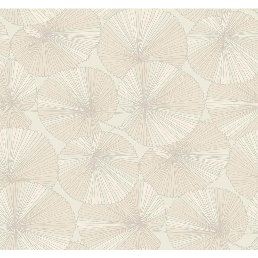 Cream and Taupe Lily Pads Non-pasted Washable Wallpaper