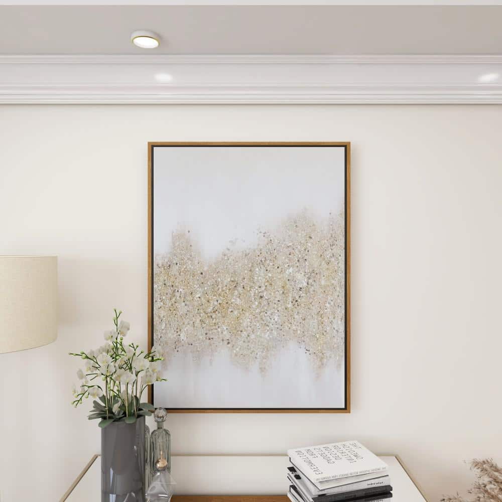 Gold Glitter Abstract Geode Canvas Wall Art with Frame