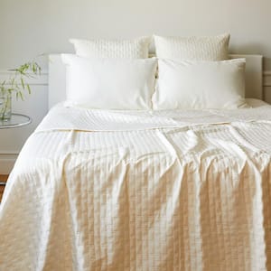 Luxury 100% Viscose from Bamboo Quilted Coverlet, Queen - Ivory